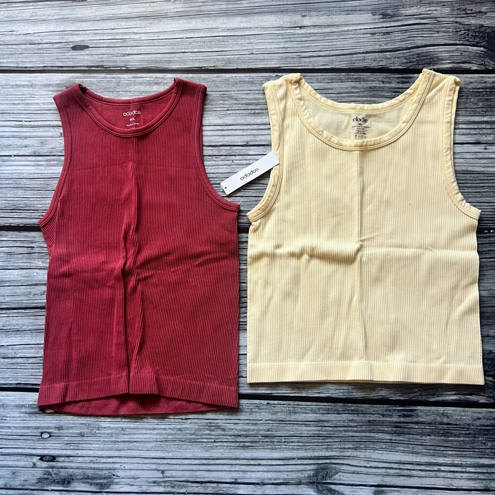 Amazon Women's Ribbed Tank Tops - Red and Yellow - Picture 2 of 5